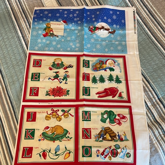 Fabric Cranston Print Works Co. “ABC Christmas Fabric Book Material” - Picture 2 of 7